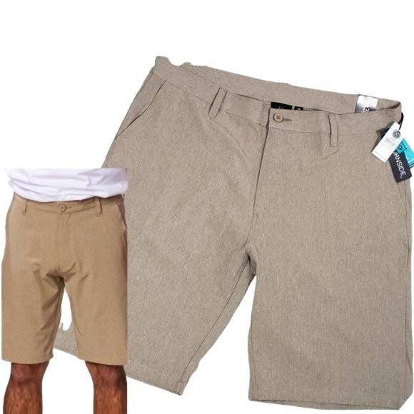 burnside Other - BURNSIDE Hybrid Stretch Performance Quick Dry Summer Shorts Khaki 38 NWT